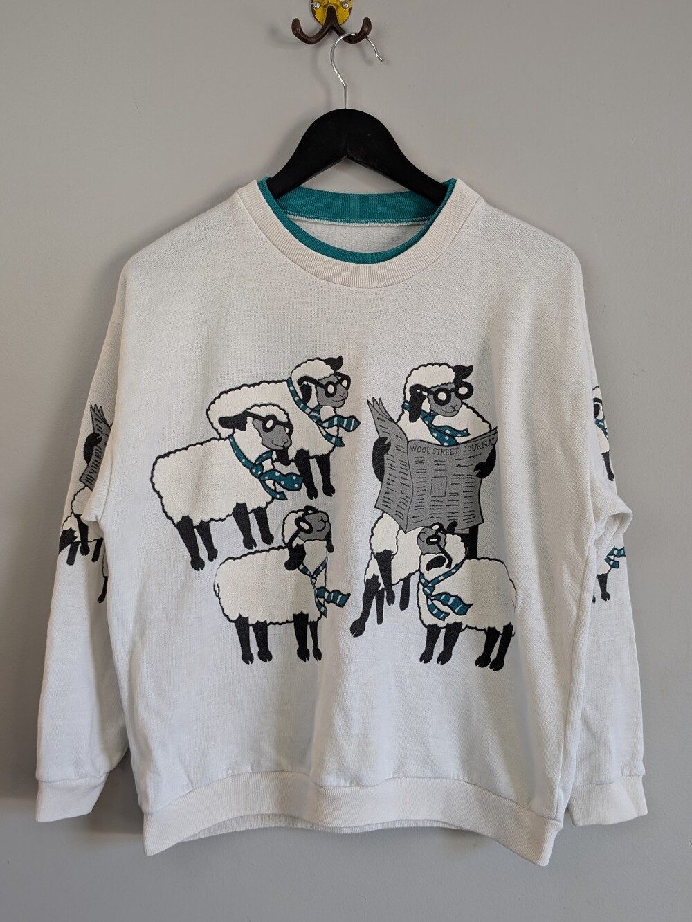 Wool Street Journal Vintage Graphic Sweatshirt, Size S, (Flaws)